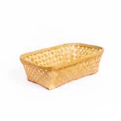 Bamboo Rectangular Basket Without Handle - 12 Inch - Made of Bamboo Stick