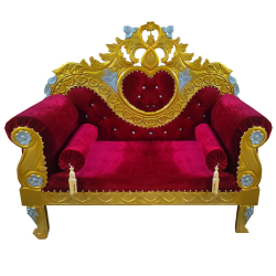 Regular Wedding Sofa & Couches - Made Of Wood - Red  & Golden Color