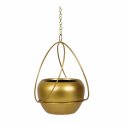 Hanging planter With stand - Made Of Iron - Golden Color