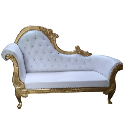 Regular Couches Sofa - Made Of Wood & Metal - white & Golden Color