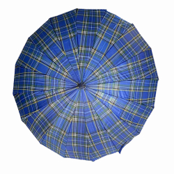 Check Design Rain Proof & Sun Protective Umbrella - 40 Inch Diameter -  Blue Color