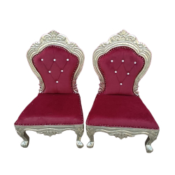 Vidhi-Mandap Chair -1 Pair (2 Chairs) - Made Of Wood & White Metal Coating