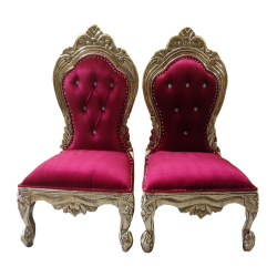 Vidhi-Mandap Chair -1 Pair (2 Chairs) - Made Of Wood & Brass Coating