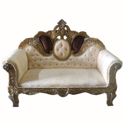 Heavy Wedding Sofa Couches - Made of Wooden & Brass Coating - Cream & Brown Color