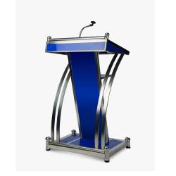 Heavy Podium with Mic - Blue - 4 FT - Made of Stainless Steel.