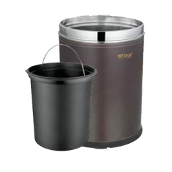 Mintage Leather Paper Bin With Bucket - Made Of Stainless Steel