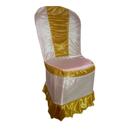 Chair Cover - Made Of Bright Lycra - Golden & White Color