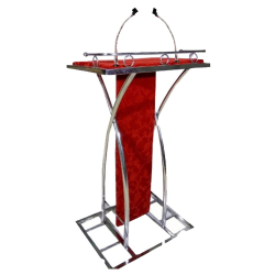 Podium with Paper Clip & 2 Mike - 4 FT - Made of Stainless Steel