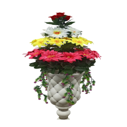 Artificial Plastic Flower Pillar Bouquet - Flower Decoration - Multi Color