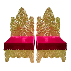 Vidhi Mandap Chair 1 Pair (2 Chairs)  - Made of Wood with Polish