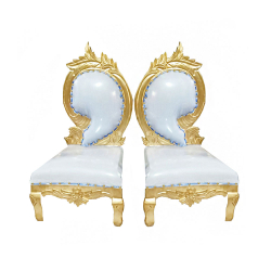 Mandap Wedding Chair - 1 Pair - White & Golden Color