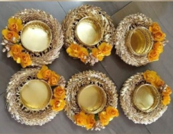 Gota Chudi Flower Diya - 3 Inch - Made Of Metal