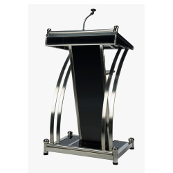 Heavy Podium with Mic - Black - 4 FT - Made of Stainless Steel