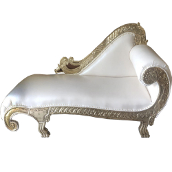 Heavy Wedding Sofa Couches - Made of Wood & Brass Coating - White & Golden Color