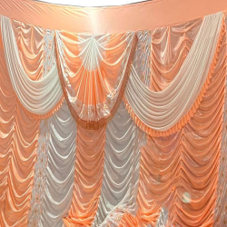 Peach kadai suraj mukhi Curtain - 9 FT X 20 FT - Made Of Bright Lycra