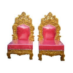 Mandap Chairs (1 Pair) - Made Of Wood - Pink Color
