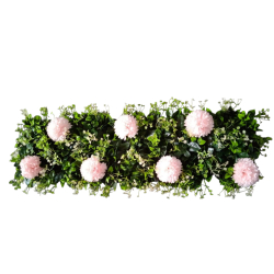Artificial Flower Panel - Green & Light Pink Color