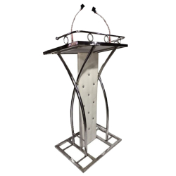 Podium with Paper Clip & 2 Mike - 4 FT - Made of Stainless Steel