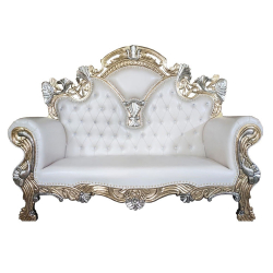 Heavy Wedding Sofa Couches - Made of Wood & Brass Coating - White Color