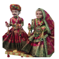 Standing Rajasthani Puppets Doll - 18 Inch - Multi Color