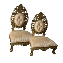 Vidhi-Mandap Chair -1 Pair (2 Chairs) - Made Of Wood & Brass Coating