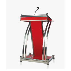 Heavy Podium with Mic - Red - 4 FT - Made of Stainless Steel.