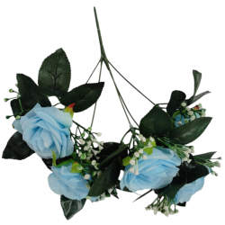 Artificial - 5 Patti C- Blue Rose 5 Stick Bunch