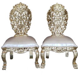 Vidhi Mandap Chair 1 Pair (2 Chairs)  - Made of Wood with Polish