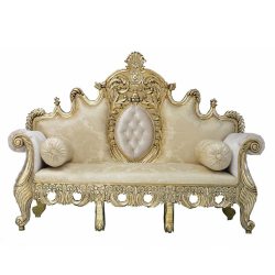 Heavy Wedding Sofa Couches - Made of Wooden & Brass Coating - Cream Color