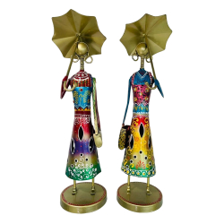Fancy Shopping Lady With Umbrella - 16 Inch X 5 Inch - Made Of Iron