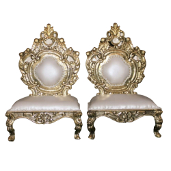 Vidhi Mandap Chair 1 Pair (2 Chairs)  - Made of Wood with Polish