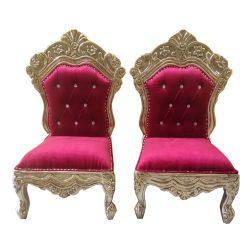 Vidhi-Mandap Chair -1 Pair (2 Chairs) - Made Of Wood & Brass Coating