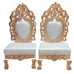 Vidhi Mandap Chair 1 Pair (2 Chairs ) - Made of Wood with Polish