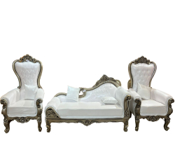 Wedding Sofa Set (1 Sofa & 2 Chairs) - Made Of Wood With Polish