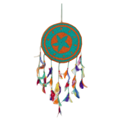 Fancy Dream Catcher Wall Hanging - Made Of  Woolen & Pankh Metal Ring