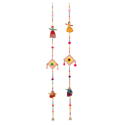 Fancy Puppet Kite Hanging - Made Of Wooden Beads & Metal Bell.