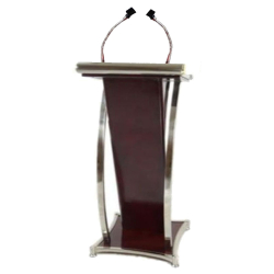 Podium with Paper Clip & 2 Mike - 4 FT - Made of Stainless Steel