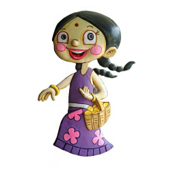 Chota Bheem Chutki Statue with Stand - 5 FT - Made Of Fiber