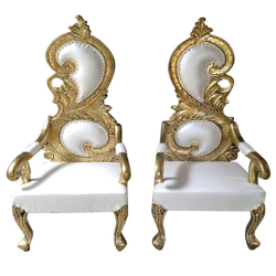 Regular Mandap & Wedding Chair- Made of Wood - White & Golden Color