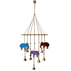 Fancy Elephant Wind Chime Wall Hanging - Made Of MDF & Metal Bell