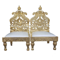 Vidhi Chair 1 Pair (2 Chair) - Made of Wood - White & Golden Color