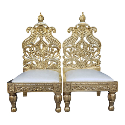 Vidhi-Mandap Chair -1 Pair (2 Chairs) - Made Of Wood & Brass Coating