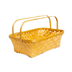 Bamboo Rectangular Basket Double Handle - 12 Inch - Made of Bamboo Stick