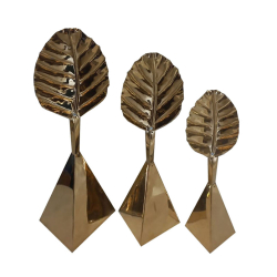 Decorative Leaf Stand  - Made of Golden Steel Sheet