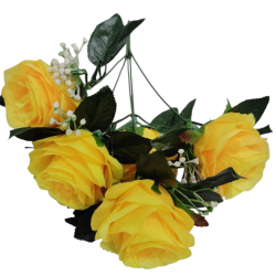 Artificial 8 Patti Yellow Rose 5 Stick Bunch