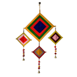 Decorative Kite To Kite Wall Hanging-  Made of Woolen, Bamboo & Metal Ball
