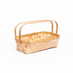 Bamboo Rectangular Basket Double Handle - 10 Inch - Made of Bamboo Stick