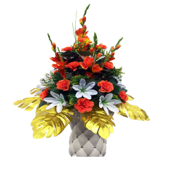 Artificial Plastic Flower Pillar Bouquet - Flower Decoration - Multi Color