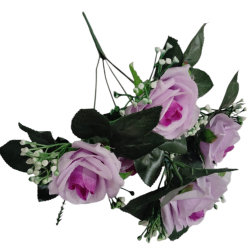 Artificial - 5 Patti C- Purple  Rose 5 Stick Bunch