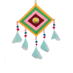 Decorative Jhumka Kite Wall Hanging - Made of Woolen & Bamboo